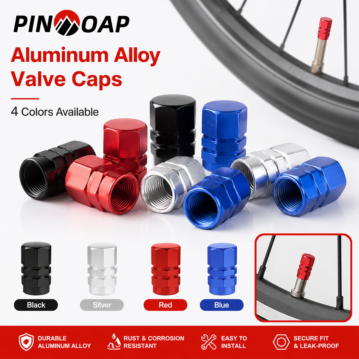 PINMOAP 4/12個入り 六角バルブステムキャップ 車 - Motorcycle Valve Cover のレビューと価格