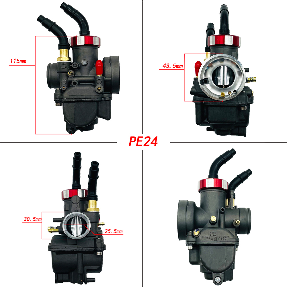 ブラックレッドダッシュPe24 Pe26 Pe28 Kx80 - Motorcycle Carburetor のレビューと価格