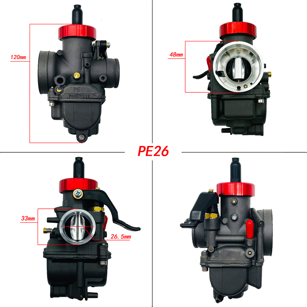 ブラックレッドダッシュPe24 Pe26 Pe28 Kx80 - Motorcycle Carburetor のレビューと価格